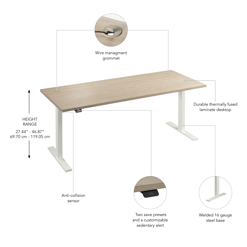 Move 60 Series 72W x 30D Electric Height Adjustable Standing Desk
