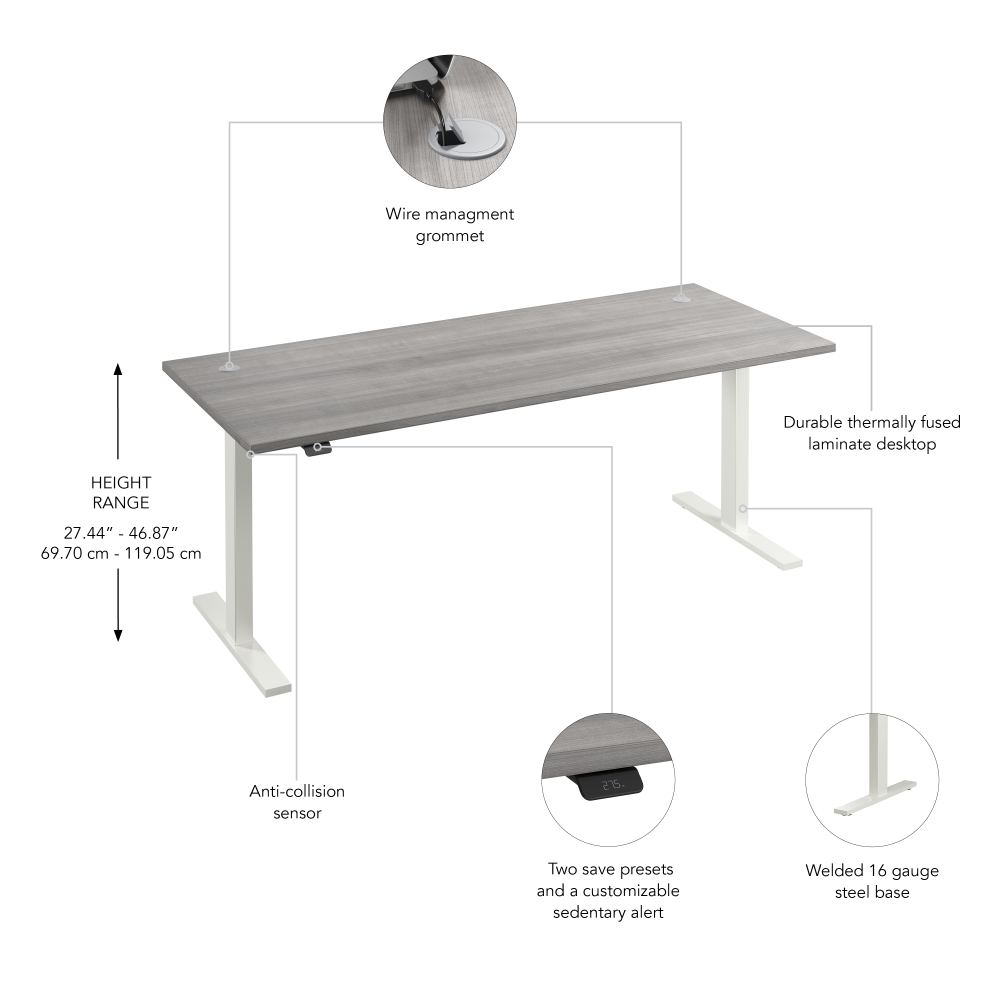 Move 60 Series 72W x 30D Electric Height Adjustable Standing Desk