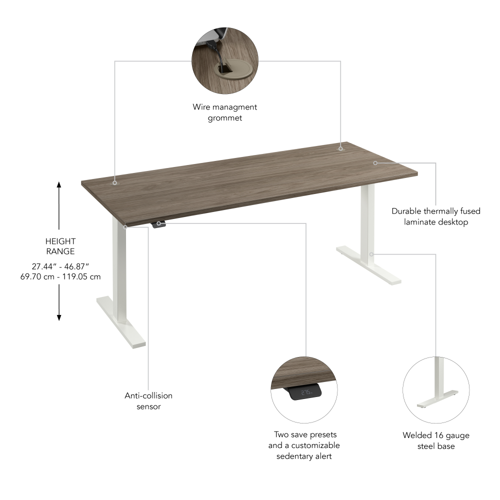 Move 60 Series 72W x 30D Electric Height Adjustable Standing Desk