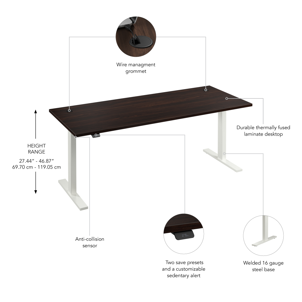 Move 60 Series 72W x 30D Electric Height Adjustable Standing Desk