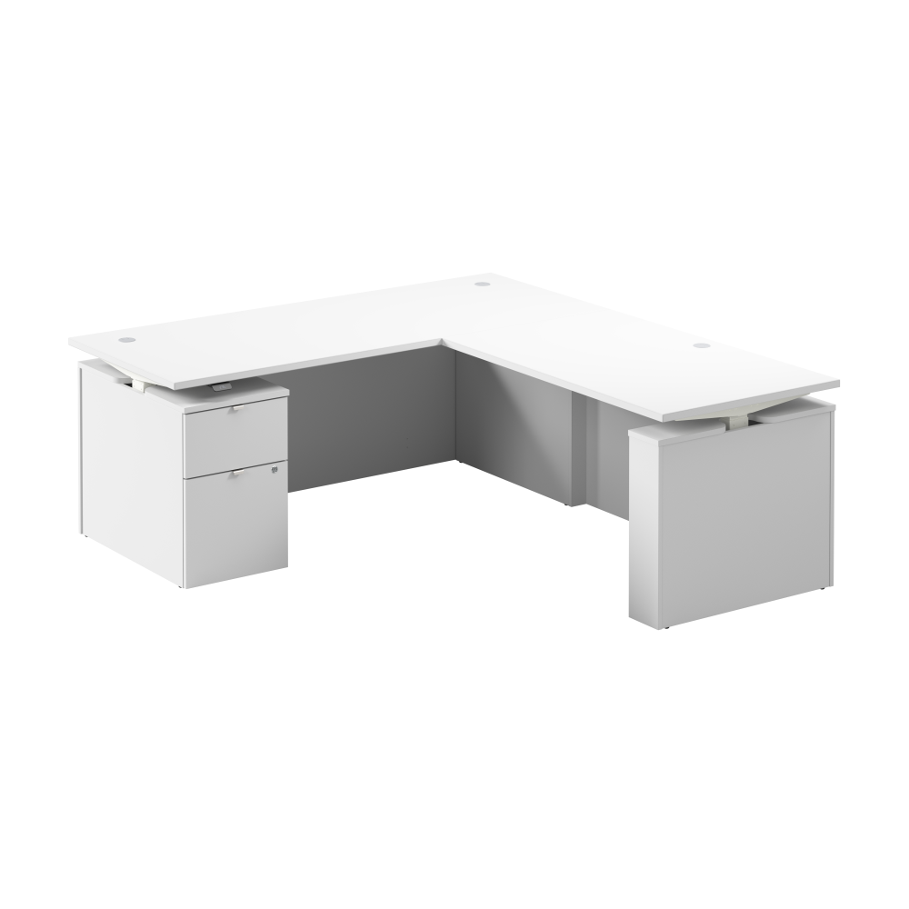 Stratus 72W x 78D Height Adjustable L Shaped Standing Desk with File Cabinet