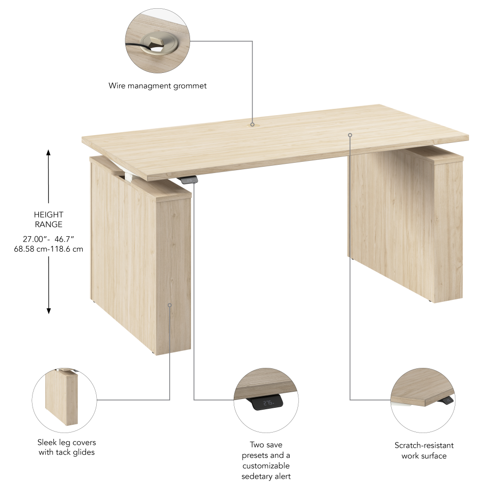 Stratus 60W x 30D Electric Height Adjustable Standing Desk