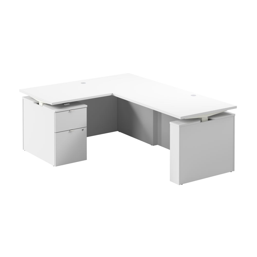 Stratus 60W x 78D Height Adjustable L Shaped Standing Desk with File Cabinet