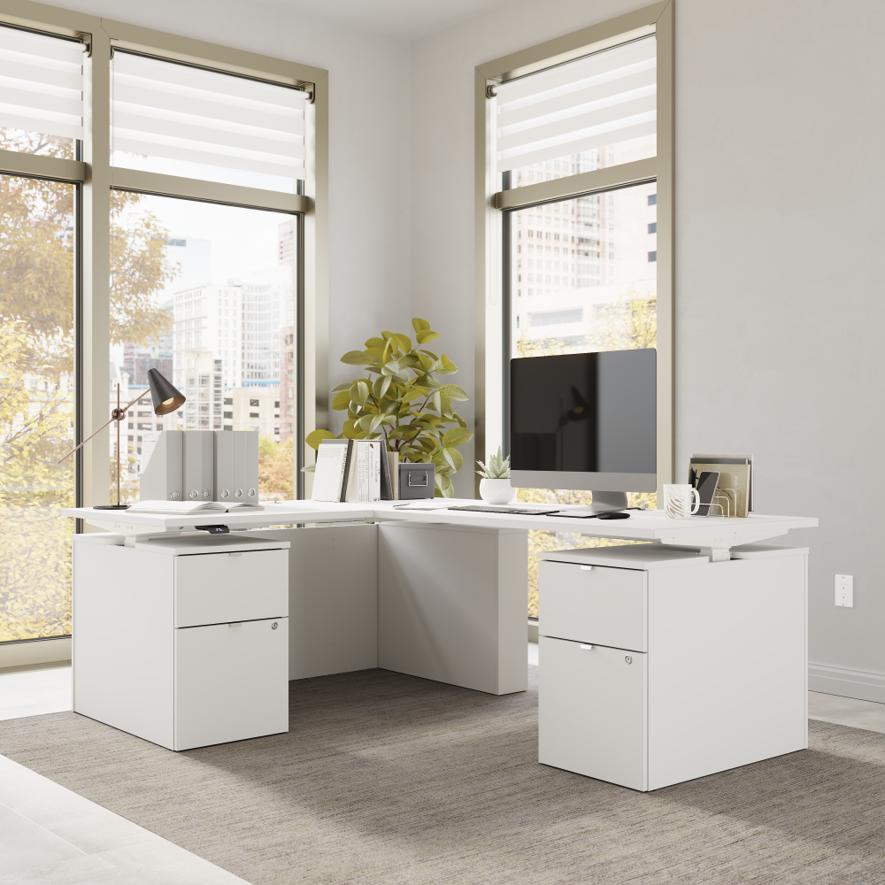 Stratus 60W x 78D Height Adjustable L Shaped Standing Desk with Drawers
