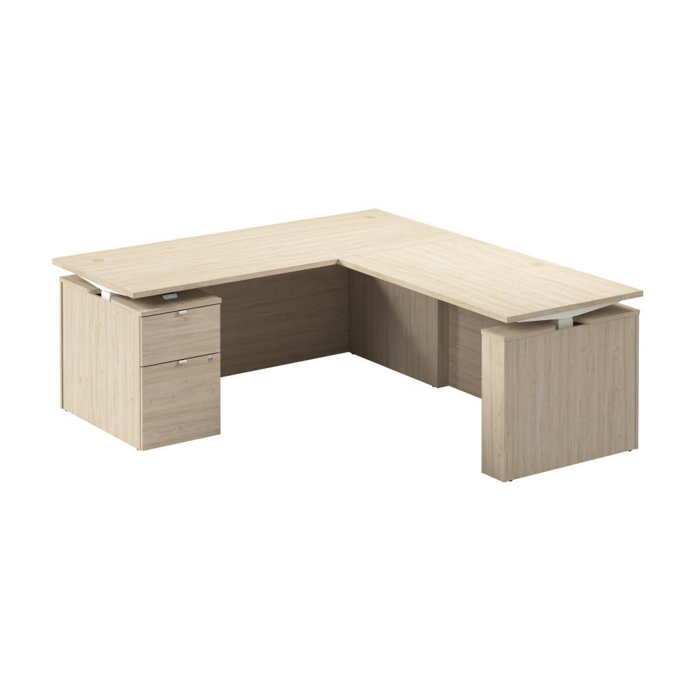 Stratus 72W x 78D Height Adjustable L Shaped Standing Desk with File Cabinet